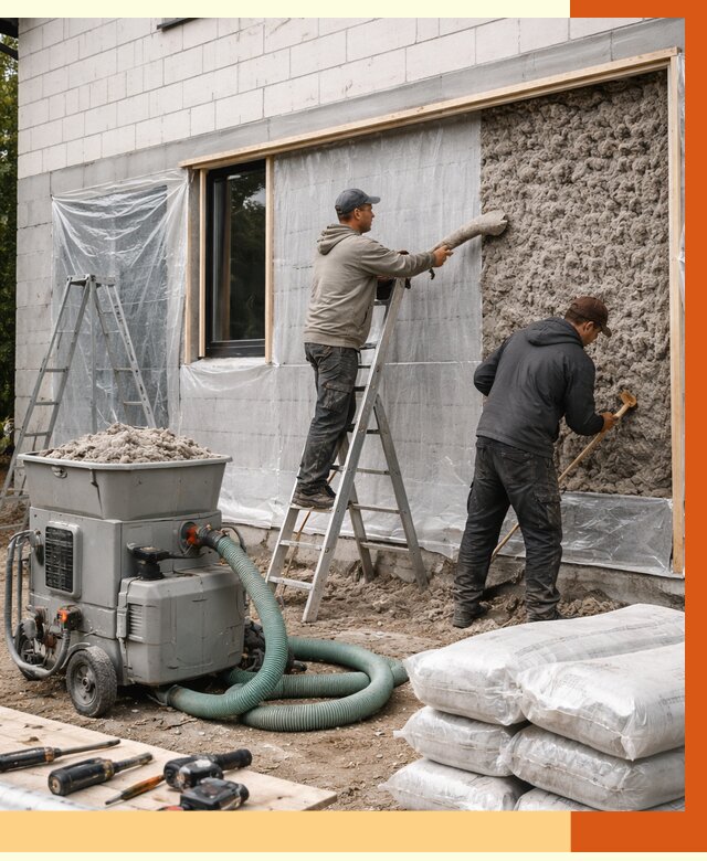 Утепление дома из газобетона эковатой в Пыти-Яхах от 4578 руб./м2 | ТепломастерПть