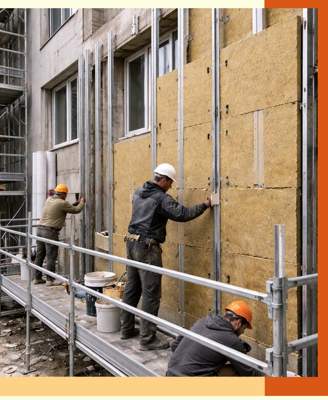 Утепление вентилируемого фасада в Пыти-Яхах от 5697 руб/м2 — монтаж и утепление вентфасад | ТепломастерПть